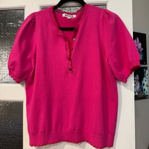 BODEN Pru Scallop Trim T-shirt in Pink Peony Size M